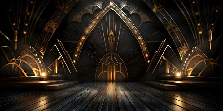 1920s Great Gatsbyinspired abstract art deco background in black gold and silver. Concept Abstract Art Deco, 1920s Inspiration, Black Gold Silver, Great Gatsby Theme, Background Design