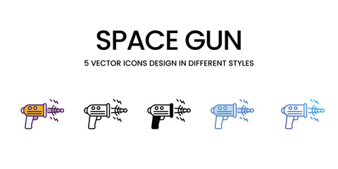 Space Gun icons vector set stock illustration.