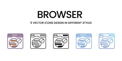 Browser icons vector set stock illustration.