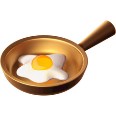fried egg in a pan 3d