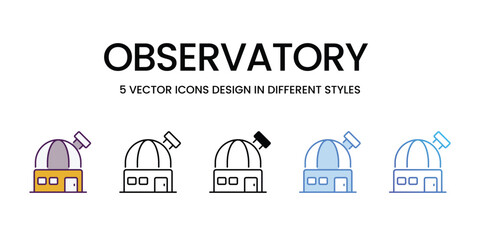 Observatory icons vector set stock illustration.