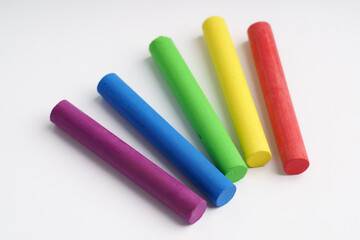 Set of colorful oil pastels on white background.Oil pastels color in box isolated on white background. Crayons	