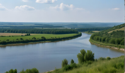 View of the Dniestr River and Ukraine from Soroca, Moldova