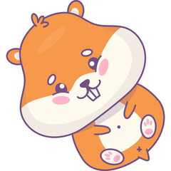 Happy hamster lying on his back