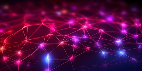 Fototapeta premium Abstract 3D neon color network connections design wallpaper with plexus pattern. Concept Technology, Abstract Art, Neon Colors, Network Connections, Wallpaper