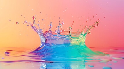 Rainbow liquid splashing in Jet Formation, negative space, isolated on black background, advertising photoshoot, pride month LGBTQIA theme