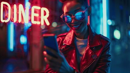 Fototapeta premium The stylish woman with smartphone