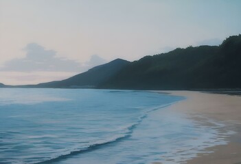 Illustration, beach, empty, dramatic. Generative AI.	
