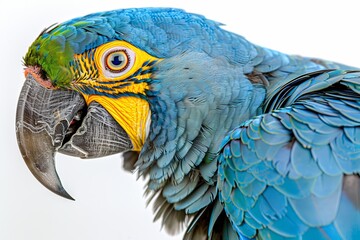 Obraz premium Close up of a vibrant blue and yellow macaw parrot, ideal for birdwatching and exotic wildlife photography