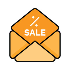 Email discount icon, vector illustration, filled style, best used for web