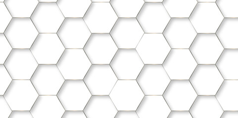 Abstract white 3d hexagon pattern. White abstract vector wallpaper with hexagon grid. Technology Futuristic honeycomb mosaic white background.	
