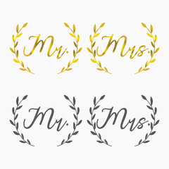 Mr and Mrs Wedding Cuttable Design Vector