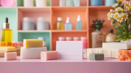 Artisanal Soap Making Handcrafted Business Cards and Colorful Bars in a Boutique Studio