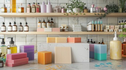 Artisanal Soap Making Handcrafted Business Cards and Colorful Bars in a Boutique Studio