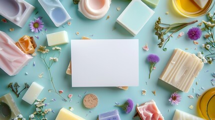 Artisanal Soap Making Handcrafted Business Cards and Colorful Bars in a Boutique Studio