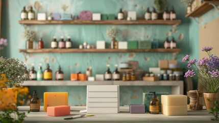 Artisanal Soap Making Handcrafted Business Cards and Colorful Bars in a Boutique Studio