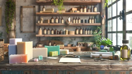 Artisanal Soap Making Handcrafted Business Cards and Colorful Bars in a Boutique Studio