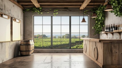 Vineyard Elegance Tasting Room Business Cards Wine Barrels and Scenic Views