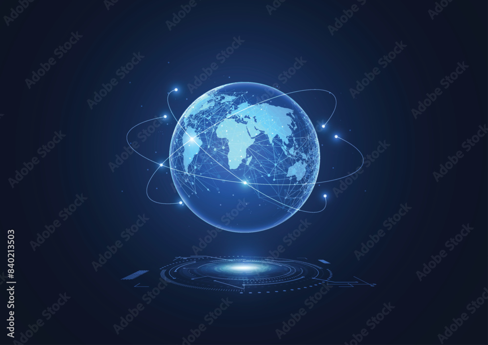Poster global network connection. world map point and line composition concept of global business. vector i