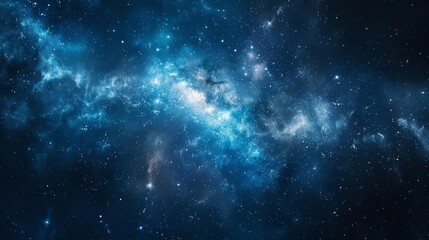 Obraz premium Cosmic tapestry shimmers with vibrant hues of blue starlight