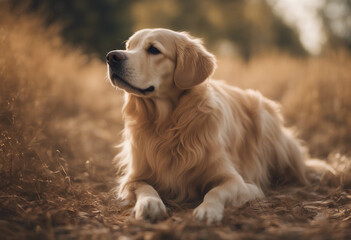 Obraz premium Portrait of a dog against a forest background