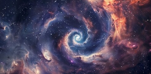 concept art of a wormhole in space, with a nebula and stars, swirling colors