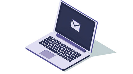 Open laptop with message icons on the screen