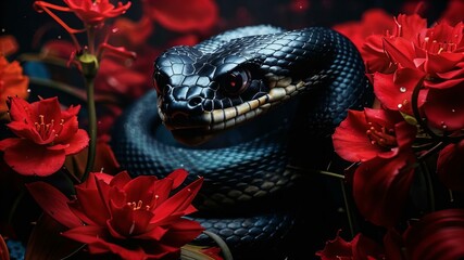 Black snake in red colors