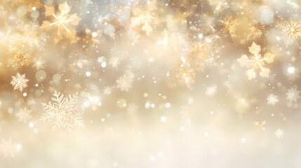 Abstract background with golden glitter and snowflakes