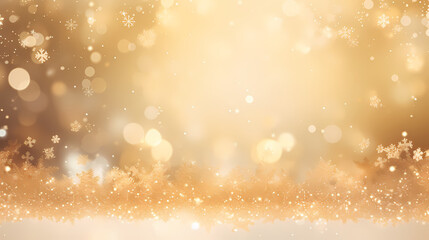 Abstract background with golden glitter and snowflakes