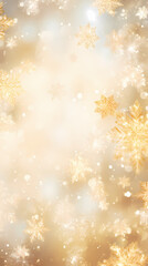Abstract background with golden glitter and snowflakes