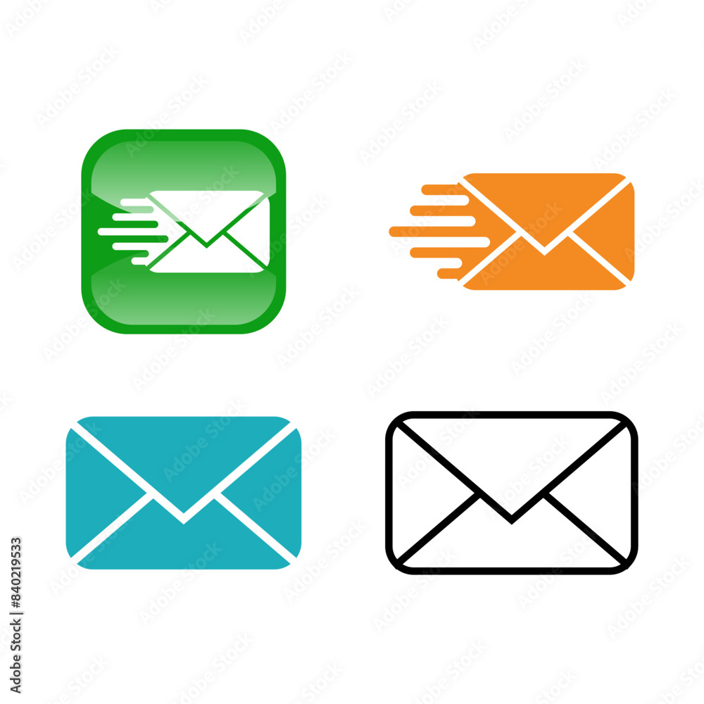 Poster Set of Email Mail Envelope Express Delivery Quick Vector Logo Design