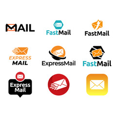 Set of Email Mail Envelope Express Delivery Quick Vector Logo Design