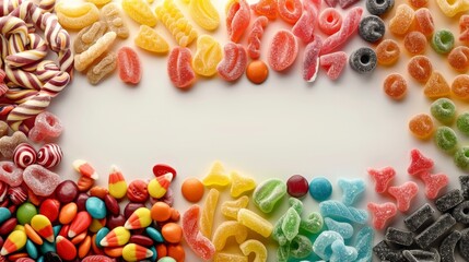 Colorful Assorted Candy Collection on White Background