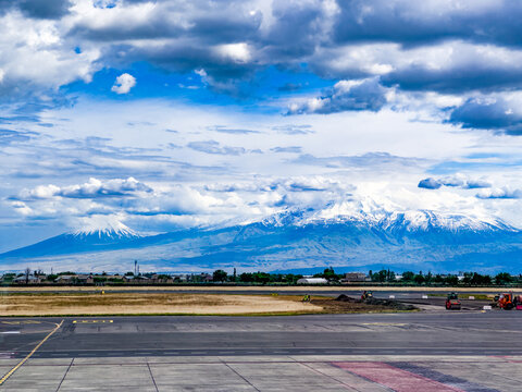 Yerevan, Zvartnots airport, and Mount Ararat.