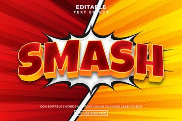 Smash 3d comic cartoon style editable text effect template © Toing