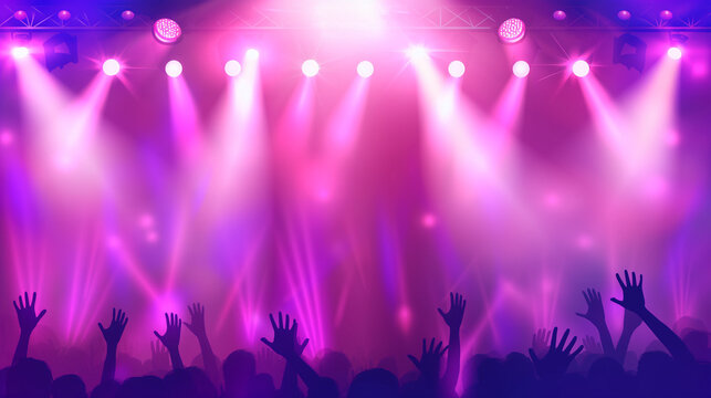 Concert Stage with Vibrant Pink and Purple Lights