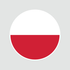 The flag of Poland. Flag icon. Standard color. Round flag. Computer illustration. Digital illustration. Vector illustration.	