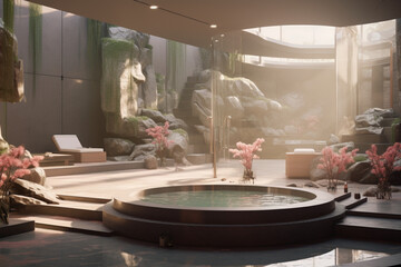 kitchen interior with fireplace