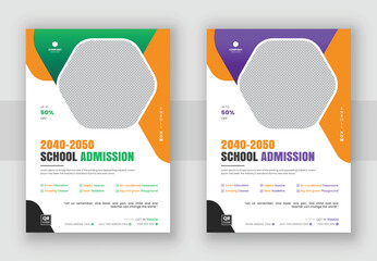Back to school admission a4 flyer design or kids education leaflet poster template