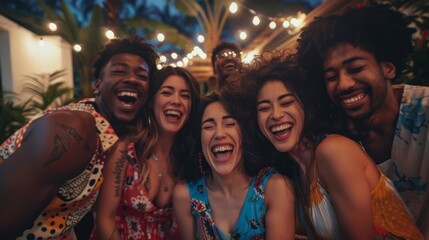 Fototapeta premium The cheerful friends gathering