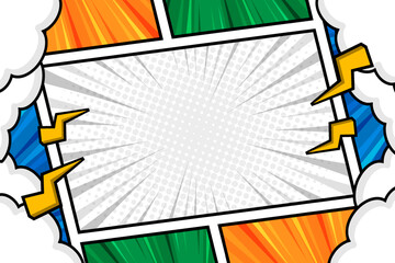 Blank colorful comic page frame background design template