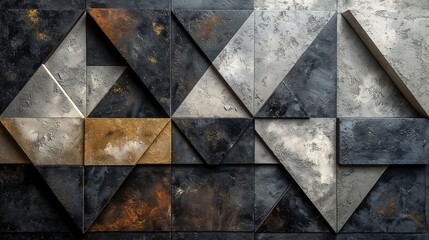 Minimalist Abstract Geometric Wall Art in Monochromatic Shades of Gray and Black with Matte Finish for Modern Luxury Home