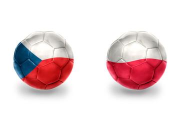 football balls with national flags of czech republic and poland ,soccer teams. on the white...