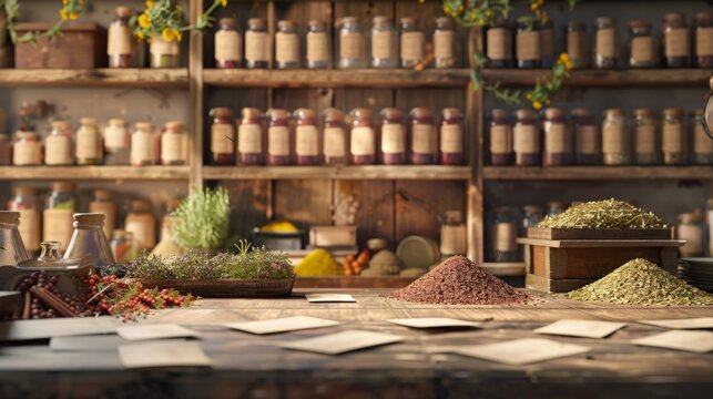 Sensory Delights Aromatic Spice Merchant's Haven with Exotic Flavors and Business Card Mockups