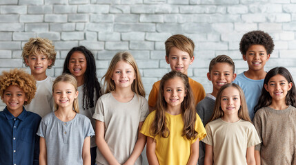 Group photo of American elementary school students,