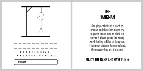 Hangman game page vector, kids activity notebook page © Surkhab Ahmad