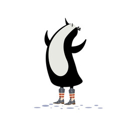 A penguin in cowboy boots.
