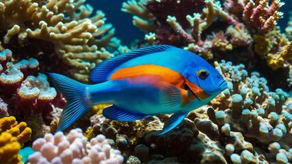 Fototapeta premium Colorful fish dart through a crystal-clear rectangular tank