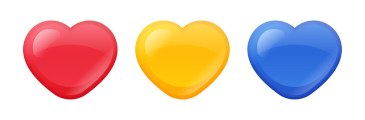Set of glossy 3D hearts.